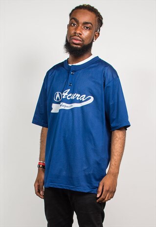 90'S VINTAGE NAVY BLUE MESH SPORTSWEAR JERSEY TOP