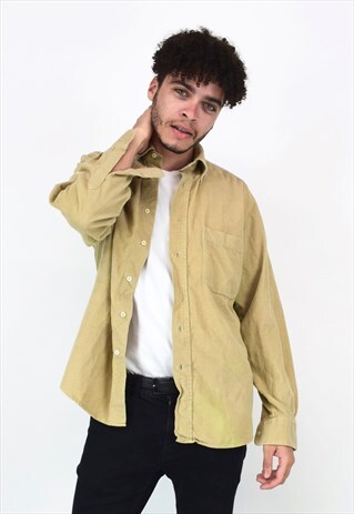 VINTAGE 90'S BEIGE CORDUROY LONG SLEEVE SHIRT