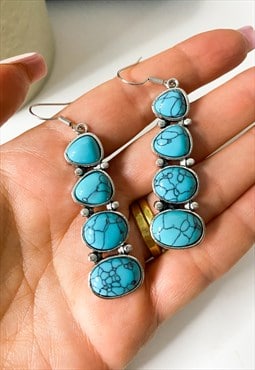 Turquoise Long Drop Earrings