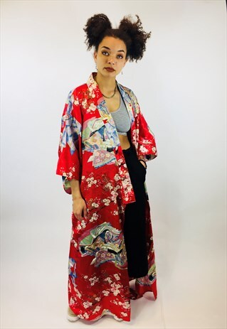 CUTE VINTAGE FLORAL FESTIVAL BOHO KIMONO