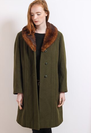 VINTAGE WOOL FAUX FUR JACKET
