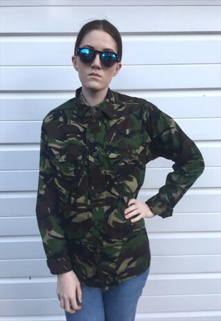 WOMENS VINTAGE CAMOUFLAGE JACKET GREEN KHAKI COAT TOP 80S