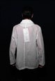 TRANSPARENT BLAZER FORMAL GOING OUT SHEER JACKET IN WHITE