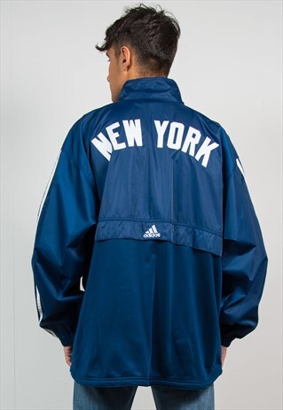 VINTAGE ADIDAS CAGOULE JACKET NEW YORK YANKEES