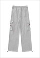 PARACHUTE JOGGERS UTILITY PANTS CARGO POCKET TROUSERS GREY