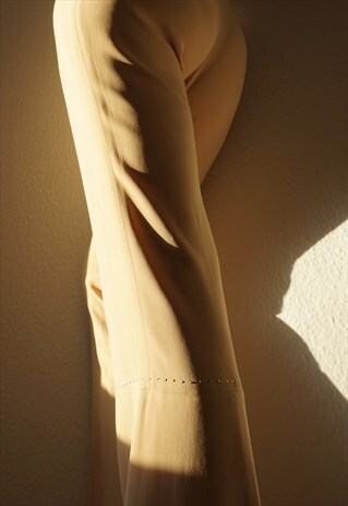 BACK SLIT VINTAGE SUIT PANTS WITH RIVETS HIGH WAISTED FLARES