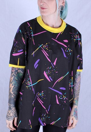 80S NEON SPLATTER HANDMADE FESTIVAL OVERSIZED TSHIRT