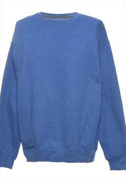 Blue Fruit Of The Loom Plain Sweatshirt - L