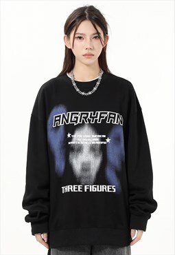 Gothic print sweatshirt blurred jumper angry slogan top