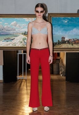 Vintage 80s rose red flare trousers