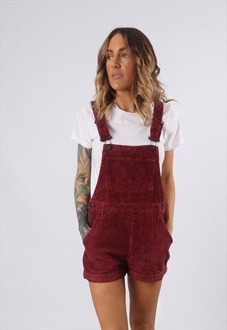 CORDUROY DUNGAREE SHORTS CORD MONKI VINTAGE UK 10 (5EP)