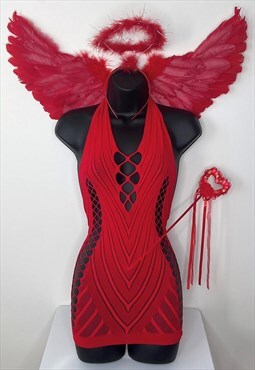 Dark Angel Halloween Halter Dress Costume - Red
