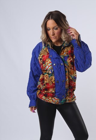 SHELL JACKET BOMBER TRACK TOP OVERSIZED VINTAGE UK 10 (DK5F)