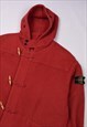 VINTAGE 1989 STONE ISLAND MONTGOMERY DUFFLE COAT IN RED