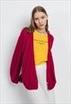 VINTAGE RELAXED FIT DEEP V-NECK WOMEN CARDIGAN IN PURPLE M
