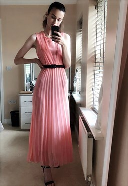 Pleated Maxi dress bridal wedding party in peach pink