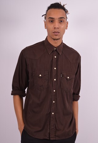 LEVI'S MENS VINTAGE SHIRT MEDIUM BROWN 90S