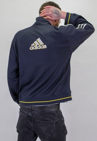 VINTAGE ADIDAS BACK LOGO JACKET IN BLUE LARGE