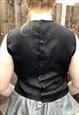 VINTAGE 60S MOD GOLD FLORAL CROP FITTED BLOUSE 