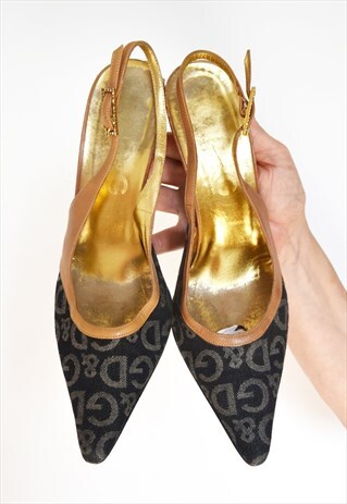 RARE DESIGNER MONOGRAM D&G LEATHER HEELS