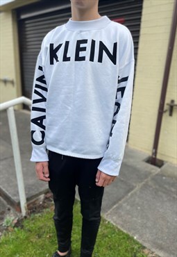 White Calvin Klein Spell Out Sweatshirt