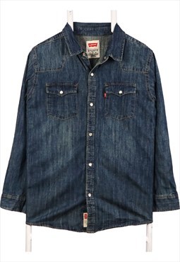 Vintage 90's Levi's Shirt Button Up Long Sleeve Denim Blue