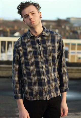 VINTAGE // 90'S // ZIP-UP CASUAL SHIRT
