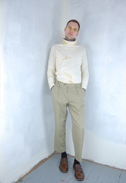 Vintage y2k rave tie-dye fitting turtleneck jumper in cream