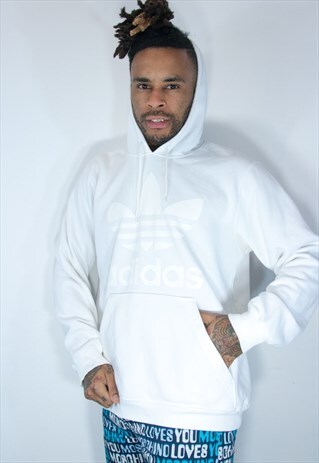 ADIDAS EMBROIDED HOODIE WHITE