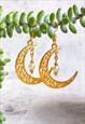 STATEMENT MOON GOLDEN CELESTIAL FAUX PEARL DROP EARRINGS