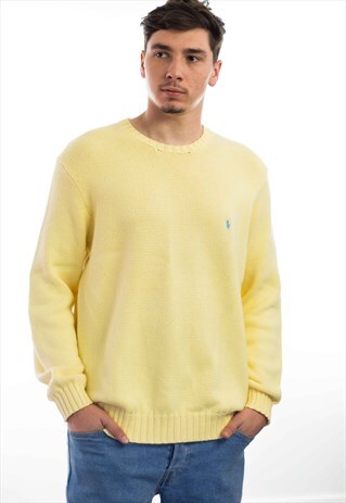 VINTAGE POLO RALPH LAUREN LOGO SWEATER JUMPER 90S L 20.4