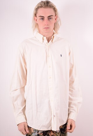 RALPH LAUREN MENS VINTAGE SHIRT XL WHITE 90S