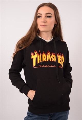 VINTAGE TRASHER HOODIE JUMPER BLACK