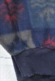 VINTAGE FLEECE 1/4 ZIP RETRO PATTERN NAVY XL