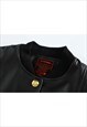 FAUX LEATHER VARSITY JACKET RETRO WASH PU BOMBER IN BLACK