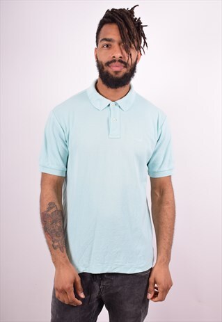FILA MENS VINTAGE POLO SHIRT MEDIUM BLUE 90S