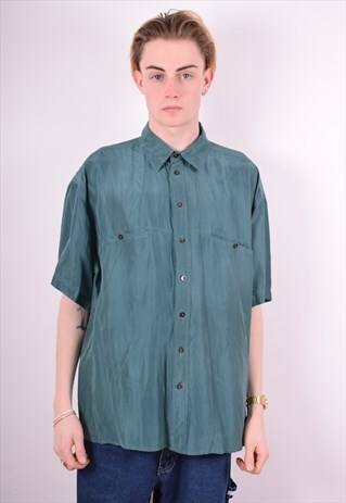 CACHAREL MENS VINTAGE SHIRT LARGE GREEN 90'S