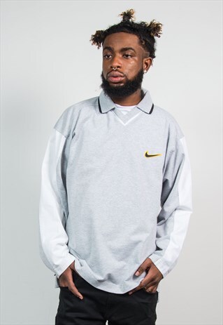 VINTAGE LONG SLEEVE NIKE T-SHIRT COLLARED 90'S