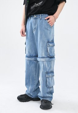 Men's Tie-Dye Detachable Cargo Jeans S VOL.5