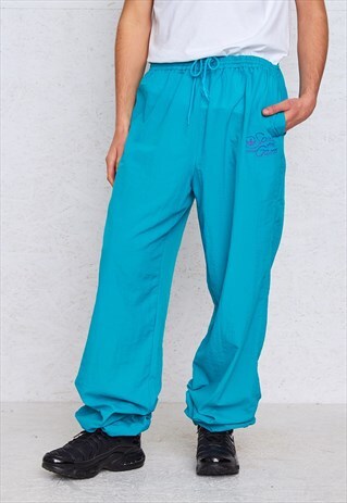 VINTAGE RETRO BLUE ADIDAS TRACK JOGGERS BOTTOMS