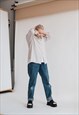 VINTAGE 90S MINIMAL GRUNGE RELAXED FIT LINEN SHIRT IN GREY L