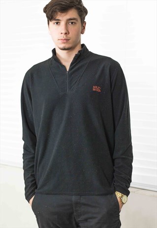 VINTAGE HARLEY DAVIDSON FLEECE 1/4 ZIP JUMPER LOGO 90S X 9.7