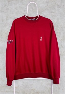 Vintage 90s Red Liverpool Sweatshirt Reebok Football Medium