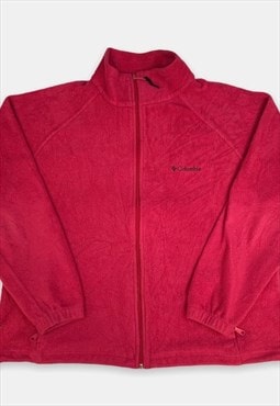 Vintage Columbia embroidered pink fleece jacket size XL
