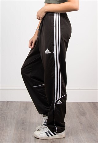 VINTAGE 90'S BLACK ADIDAS TRACKSUIT JOGGERS BOTTOMS