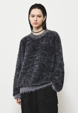 Hairy knit pullover