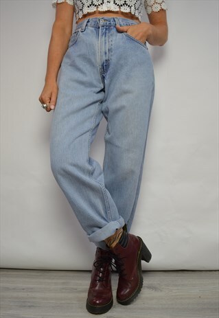 VINTAGE 90S LEVI'S 550 MEDIUM BLUE WASH HIGH WAIST JEANS