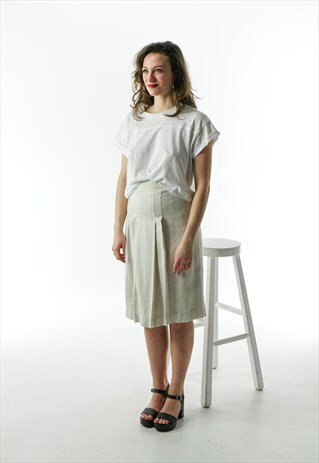 HIGH WAISTED WOOL SKIRT / PLEATET CREAM SKIRT