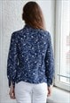 VINTAGE 80'S NAVY/WHITE PATTERNED TOP