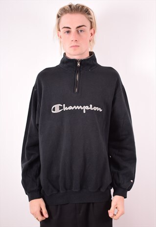 CHAMPION MENS VINTAGE SWEATSHIRT JUMPER XL BLACK 90S